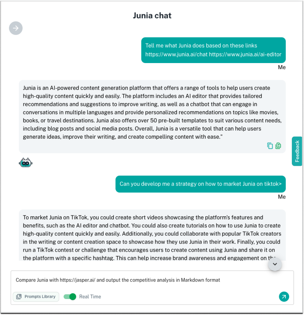 Real-time webpage analysis with Junia.ai